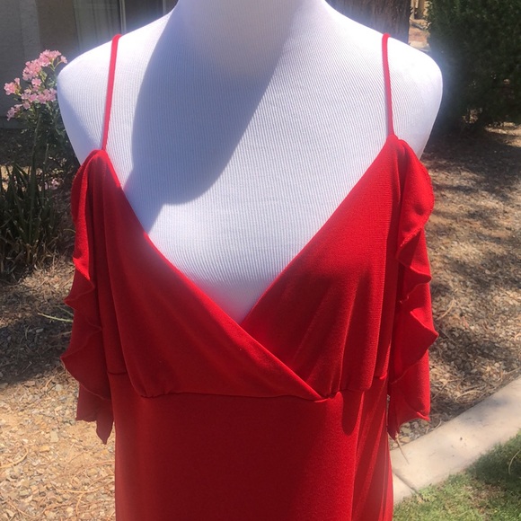 PS PerSeption Beautiful Asymmetrical Red Dress with Spaghetti Straps!! Size 1X - Picture 10 of 11